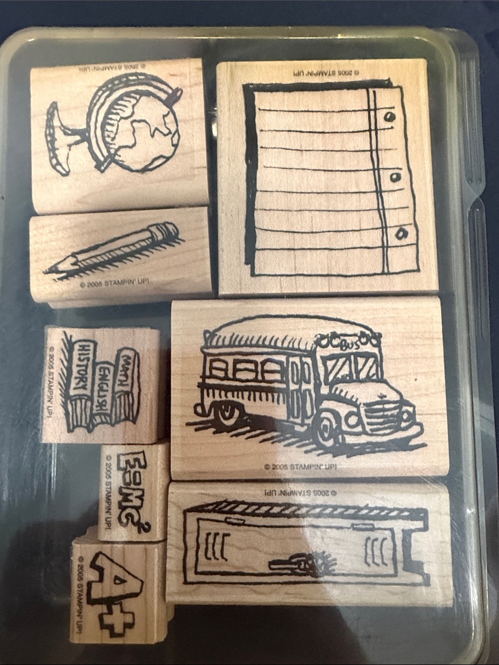 Stampin Up School Bus & Classroom Wooden Stamp Set - It’s Academic